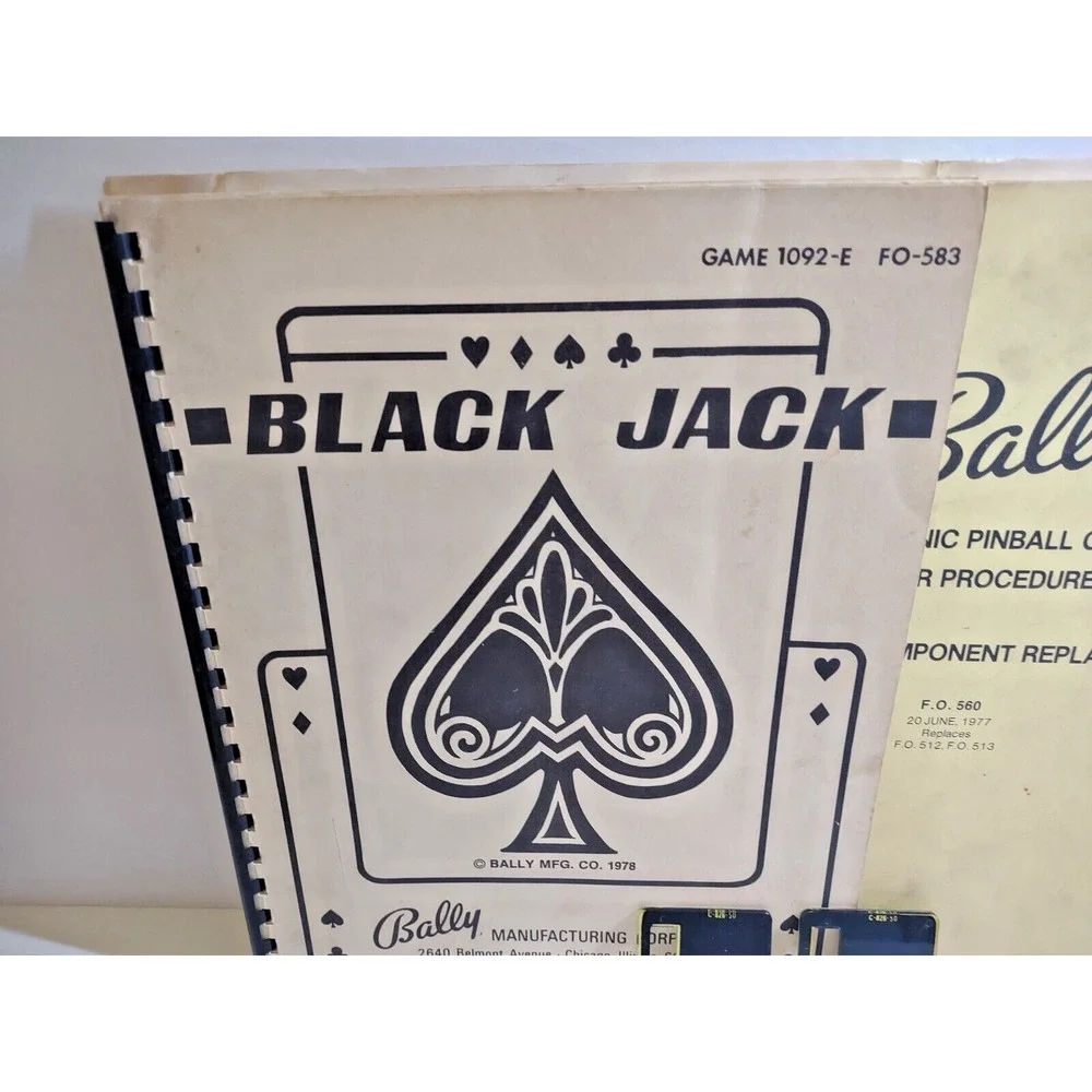 Black Jack Pinball Machine Service Manual Schematic Procedure Book Coin Plates